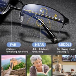 Sunglasses Flexible Progressive Reading Glasses Men Women Anti Blue Light Far Near Presbyopia TR90 Unbreakable Extra Hardening Lens