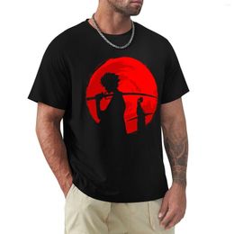 Polos Masculinas Samurai Sunset T-Shirt Anime Roupas T-shirts Man Oversized Blank T Shirts Mens Graphic