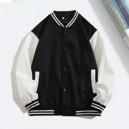 Men's Jackets Stand Collar Jacket Baseball Contrast Color Coat Stylish Spring/fall Streetwear