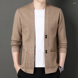 Men's Sweaters Fall 2023 Casual Thin Cardigan Sweater Youth Loose Pockets