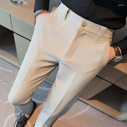 Men's Suits Elastic And Comfortable Waist Casual Pants For Autumn Winter 2023 Business Solid Color Slim Fitting Social