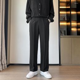 Men's Suits High Waist Suit Pants Quality Straight Business Autumn Dress Formal Big Size Classic Lightweight Trousers Z33