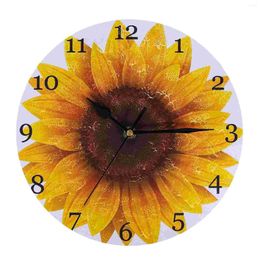 Wall Clocks Clock Retro Wood Kitchen Sunflower Old Fashioned Decor Hanging Decoration