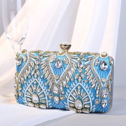 Evening Bag s Clutch Bag Party Purse Luxury Wedding for Bridal Exquisite Crystal Ladies Handbag Gold Black Blue Wallet 230729