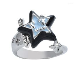 Cluster Rings Harajuku Y2k Pentagram-Ring Women Sweet Hip Hop Cool Adjustable Ring Lucky-Star Finger Fashion Jewellery Gift