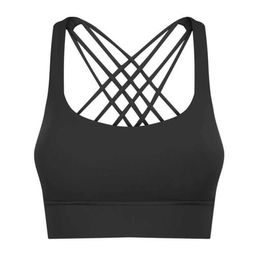 lulus sports bra gym clothes women 8 line sexy backless of lu yoga outfits solid color push up crossing bras Breathable design366ess