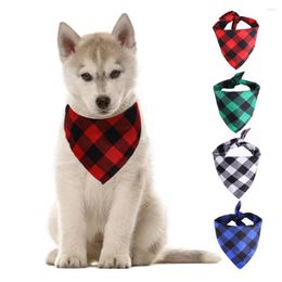 Dog Apparel Classic Red Green Blue White Plaid Pet Bibs Scarf Cotton Double Thickening Bandana For Small Large Cats Dogs