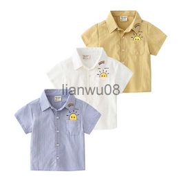 Kids Shirts Summer Children Shirts Cotton Linen Fabric Toddler Tops Baby Boys Outfits Kids Clothes x0728