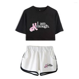 Women's T Shirts I Am Kenough Logo Merch Tops Two Piece Set Shorts Lovely TShirt Harajuku Streetwear Girl Sets