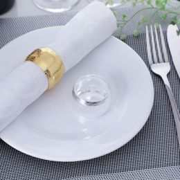 Metal color retaining cloth circle Christmas dining table setting frosted pattern napkin buckle simple gold napkin circle wholesale