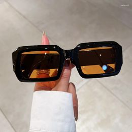 Sunglasses Y2k Rectangle Fashion Square Candy Color Shades Eyewear Trendy Retro Women Brand Design Vintage UV400 Sun Glasses