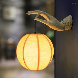 Wall Lamp Aisle Light Neoclassical Chinese Zen Temple Artistic Creative Laid-Back Background China Storm Lantern