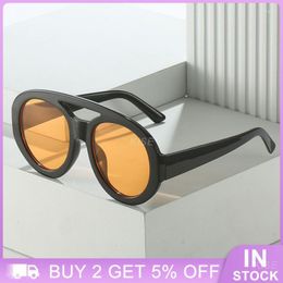 Sunglasses Uv400 Double Beam Fashion Personality Glasses Full Frame Round Clear And Bright Clothing Accessories