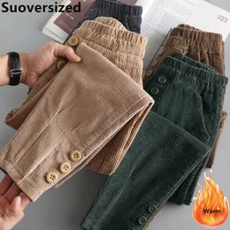 Women s Pants Capris Winter Plus Velvet Women Corduroy Harem Baggy Oversized 4xl Pantalones Elastic Waist Casual Spodnie Warm Thicken Trousers 230729