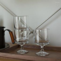 Wine Glasses High Foot Mousse Water Glass Ins Very Simple Wind Fresh Can Be Stacked 300ml Tempered Meal Cup