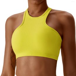 Women's Tanks Sexy Backless Sleeveless Sporty Vest Women Gym Fitness Sport Bra Knit Ribbed Yoga Running Top Ladies Tank Pink Yellow Black