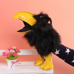 Puppets Super Cute Crow Hand Puppet Plush Toy Baby Birthday Gift Storytelling Props 230729