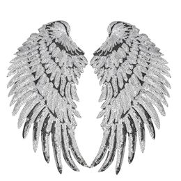 1 Pairs Sequined Wings Patches for Clothing Iron on Transfer Applique Patch for Jacket Jeans DIY Sew on Embroidery Sequins227C