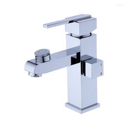 Bathroom Sink Faucets Chrome Plated Brass Material Deck Mounted Wash Basin Faucet