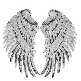 1 Pairs Sequined Wings Patches for Clothing Iron on Transfer Applique Patch for Jacket Jeans DIY Sew on Embroidery Sequins285P