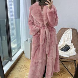 Women's Fur WYWMY Women Faux Long Coats Autumn Winter Outwear Thick Warm Jacket Female Temperament Slim Overcoat