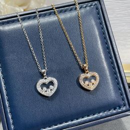Strands Strings Sweet Romantic 925 Sterling Silver Three Diamond Rotating Heart Necklace for Women s Simple Fashion Luxury Brand Jewelry Gift 230729