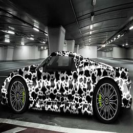Cow Print Black & White Camouflage Vinyl Sticker Car Wrap Foil with Air Release DIY Adhesive Film Wrapping291D