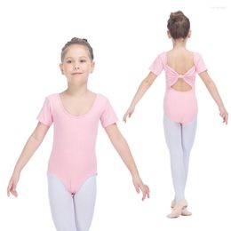 Stage Wear Retail Light Pink Cotton/Lycra Cap Sleeve Ballet Dance Leotards With Butterfly Back For Laides And Girls