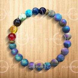 Strand Natural Colourful Hematite 7 Chakra Bracelets & Bangles Yoga Balance Bead Buddha Prayer Elastic Bracelet Men Pulseira Drop Ship