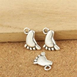 Bluk 800 pcs Alloy Antique Silver Plated Baby Feet Charms pendant 2 sided good for DIY craft234g