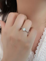 2023 New European and American S925 Sterling Silver Natural Zircon White Opal Ring with Water Drop Shape Interlaced Ring Female