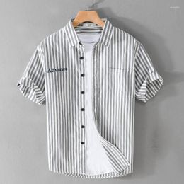 Men's Casual Shirts Designer Short-Sleeve Stripe Cotton Quality Brand For Men Trend Comfortable Tops Clothing Plus Size Camisa Masculina