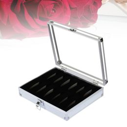 Watch Boxes Metal Display Storage Box With 12 Grid Slots And Transparent Top For Watches Jewellery