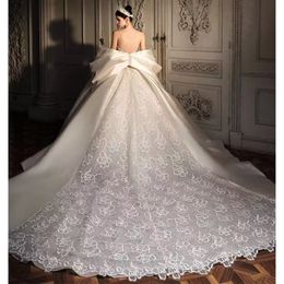 Modern lace Satin A Line Wedding Dresses 2023 Strapelss Pleats Plus Size Garden Country Bridal Party Gowns Robe De Soiree vestidos de novia designer bridal gowns