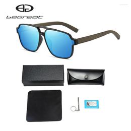 Sunglasses BEGREAT Polarised UV400 Wooden Eyeglass Frame Ultraviolet Protection Classic For Men