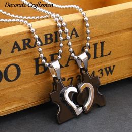 Pendant Necklaces 1 Pair Lovely Couple Necklace Men's Women's Lovers Titanium Steel Love Heart Puzzle Shaped & Pendants Valentine Gift