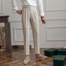 Men's Suits 2023 Spring And Autumn Cotton Straight Suit Pants Loose Trousers Business Solid Casual Tailoring Brand Clothes Z95