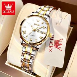 Wristwatches OLEVS Women Wrist Watch Original Watches for Ladies Waterproof Stainless Steel Luxury Quartz Woman Wristwatch Gold reloj hombre 230729