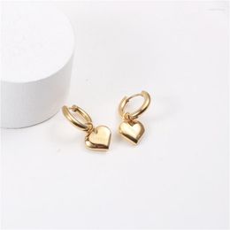 Hoop Earrings Joolim Jewelry PVD Wholesale Non Tarnish Shiny Heart ShapeLetter Forever Huggie Stainless Steel Earring For Women