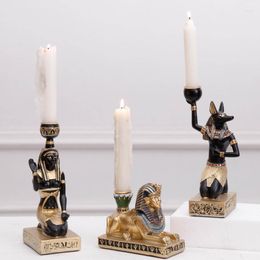 Candle Holders Ancient Egyptian Candlestick Tabletop Decorative Sculpture Tealight Holder Classical Resin Figurine For Party Desk Supplies
