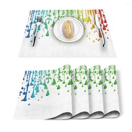 Table Runner 4/6pcs Set Mats Art Design Water Droplets Printed Napkin Kitchen Accessories Home Party Decorative Placemats