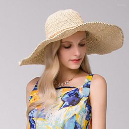 Wide Brim Hats 2023 Women Summer Beach Travel Straw Hat Korean Seaside Big Sunshade Holiday Foldable Fashion Cool