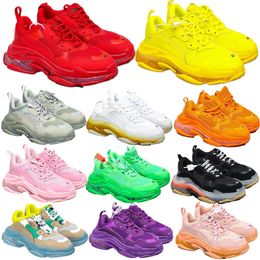 Triple-S Designer Mens Sneakers Womens Casual Shoes Thick Soles Raised Crystal Transparency Fathers Air Cushion Shoes Sports Running Shoes