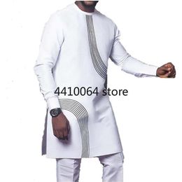 Ethnic Clothing African Clothes For Men 2021 Fashion Summer Dashiki Traditional Long Sleeve White Shirts267Y