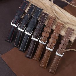 Watch Bands 20mm 22mm Genuine Leather Watchband Charm Bracelet Sport Strap Handmade Stitched Mens Wristwatches Band Belts