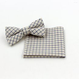 Bow Ties Fashion Men's Cotton Tie Hanky Set Wowen Jacquard Bowtie For Men Pocket Square Wedding Grooms Butterfly S13