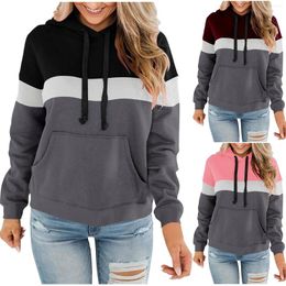 Gym Clothing Women Hooded Casual Loose Pullover Striped Print Long Sleeve Sweatshirt