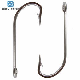 Fishing Hooks Easy Catch 100pcs 34007 Stainless Steel White Big Long Shank Size 10 20 30 40 50 60 70 80 90 100 230729