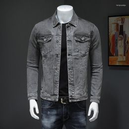 Men's Jackets Spring Autumn Denim Coat Men High-Quality Lapel Jacket Cargo Solid Colour Simple