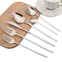 Flatware Sets Set 18/10 Stainless Steel Cutlery Knife Fork Coffee Spoon Dinnerware Kitchen Tableware Mirror Western Silverware